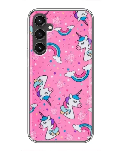 Чехол для Samsung Galaxy S23 FE с картинкой «Unicorn паттерн розовый»
