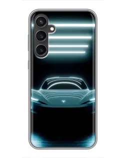 Чехол для Samsung Galaxy S23 FE с картинкой «Tesla в неоне» Чехол для Samsung Galaxy S23 FE с картинкой «Tesla в неоне»