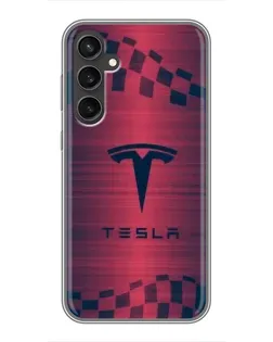 Чехол для Samsung Galaxy S23 FE с картинкой «Тесла красный карбон» Чехол для Samsung Galaxy S23 FE с картинкой «Тесла красный карбон»
