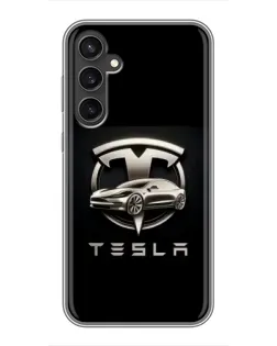 Чехол для Samsung Galaxy S23 FE с картинкой «Tesla — серебристое авто» Чехол для Samsung Galaxy S23 FE с картинкой «Tesla — серебристое авто»