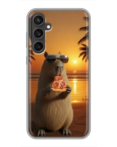 Чехол для Samsung Galaxy S23 FE с картинкой «Капибара с пиццей»
