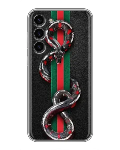 Чехол для Samsung Galaxy S23 Plus с картинкой «Gucci — змея на полосе» Чехол для Samsung Galaxy S23 Plus с картинкой «Gucci — змея на полосе»