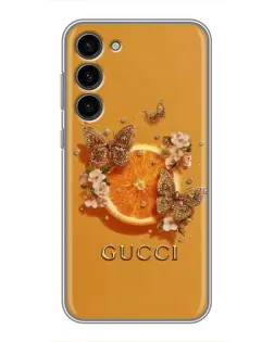 Чохол для Samsung Galaxy S23 Plus з картинкою «Gucci — золоті метелики»