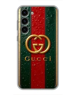 Чохол для Samsung Galaxy S23 Plus з картинкою «Gucci — фірмова смуга та золото»