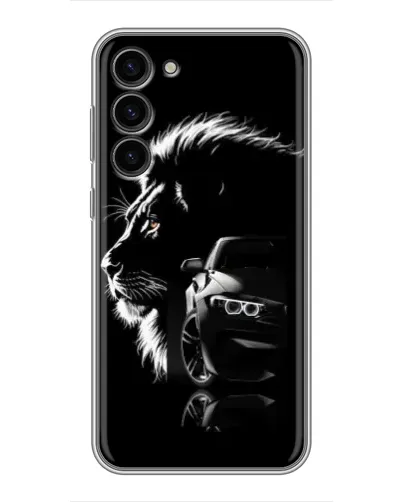 Чехол для Samsung Galaxy S23 Plus с картинкой «BMW и лев» Чехол для Samsung Galaxy S23 Plus с картинкой «BMW и лев»