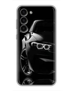 Чехол для Samsung Galaxy S23 Plus с картинкой «Черная BMW — профиль»