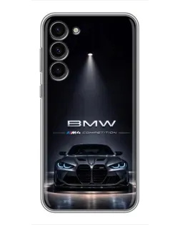 Чехол для Samsung Galaxy S23 Plus с картинкой «BMW сквозь ночной город»