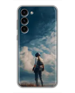 Чохол для Samsung Galaxy S23 Plus з картинкою «Герой PUBG на скелі»