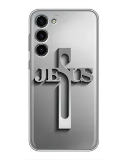 Чехол для Samsung Galaxy S23 Plus с картинкой «Металлический крест Jesus»