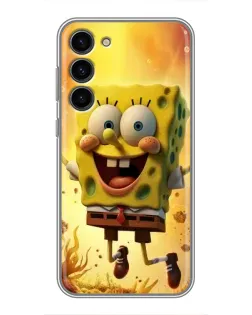 Чехол для Samsung Galaxy S23 Plus с картинкой «Губка Боб прыгает»