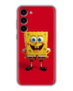 Чехол для Samsung Galaxy S23 Plus с картинкой «Спанч Боб на красном»