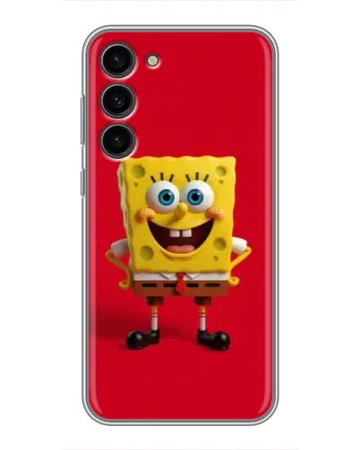 Чехол для Samsung Galaxy S23 Plus с картинкой «Спанч Боб на красном»
