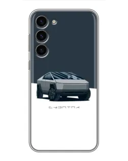 Чохол для Samsung Galaxy S23 Plus з картинкою «Сріблястий Cybertruck Tesla»