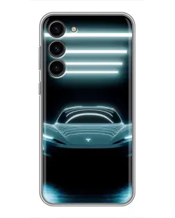 Чохол для Samsung Galaxy S23 Plus з картинкою «Tesla в неоні»