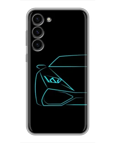 Чехол для Samsung Galaxy S23 Plus с картинкой «Голубой силуэт Lamborghini»