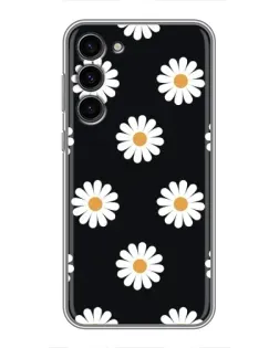 Чохол для Samsung Galaxy S23 Plus з картинкою «Ромашки на чорному»