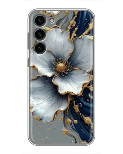 Чохол для Samsung Galaxy S23 Plus з картинкою «Біла квітка та золотий флюїд»