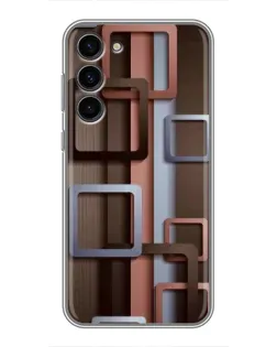 Чохол для Samsung Galaxy S23 Plus з картинкою «Коричневі об'ємні квадрати»