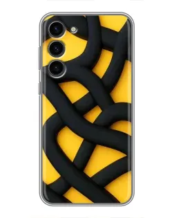 Чехол для Samsung Galaxy S23 Plus с картинкой «Черное желтое переплетение»