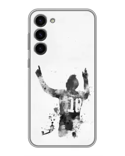 Чехол для Samsung Galaxy S23 Plus с картинкой «Черно-белый силуэт Месси»