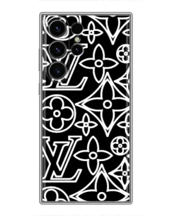 Чехол для Samsung Galaxy S23 Ultra с картинкой «Черно-белый узор LV»