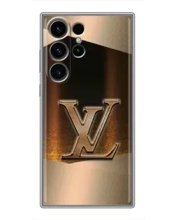 Чехол для Samsung Galaxy S23 Ultra с картинкой «LV — золотое сияние»