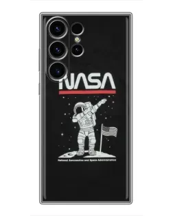 Чехол для Samsung Galaxy S23 Ultra с картинкой «NASA — шагаем по Луне»