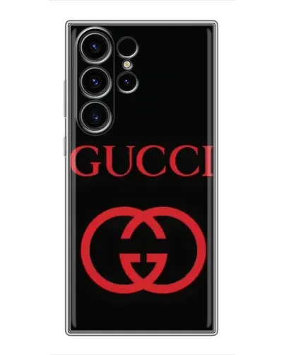 Чехол для Samsung Galaxy S23 Ultra с картинкой «Gucci — красный логотип»