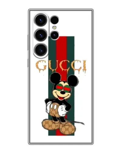 Чехол для Samsung Galaxy S23 Ultra с картинкой «Микки Маус Gucci — полосы»