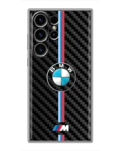 Чехол для Samsung Galaxy S23 Ultra с картинкой «Эмблема BMW и карбон»