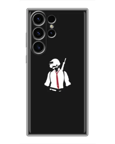 Чехол для Samsung Galaxy S23 Ultra с картинкой «PUBG — силуэт воина»
