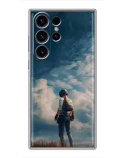 Чехол для Samsung Galaxy S23 Ultra с картинкой «Герой PUBG на скале»