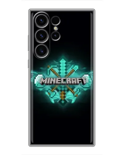 Чехол для Samsung Galaxy S23 Ultra с картинкой «Minecraft Diamond лого»