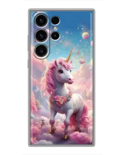 Чехол для Samsung Galaxy S23 Ultra с картинкой «Единорог среди облаков»