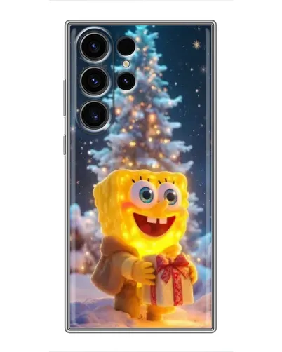 Чехол для Samsung Galaxy S23 Ultra с картинкой «Рождественский Спанч Боб»