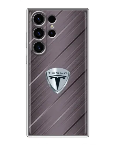 Чехол для Samsung Galaxy S23 Ultra с картинкой «Металлическая текстура Tesla»