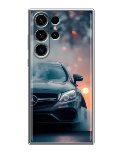 Чехол для Samsung Galaxy S23 Ultra с картинкой «Mercedes — ночной город»