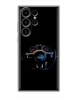 Чехол для Samsung Galaxy S23 Ultra с картинкой «Салон Audi — руль»