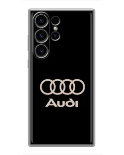 Чехол для Samsung Galaxy S23 Ultra с картинкой «Audi — золотой логотип»