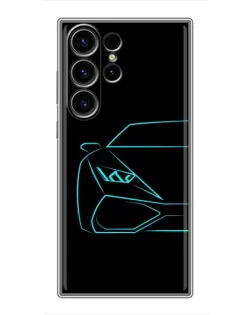 Чехол для Samsung Galaxy S23 Ultra с картинкой «Голубой силуэт Lamborghini» Чехол для Samsung Galaxy S23 Ultra с картинкой «Голубой силуэт Lamborghini»