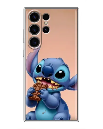 Чехол для Samsung Galaxy S23 Ultra с картинкой «Стич ест шоколад»