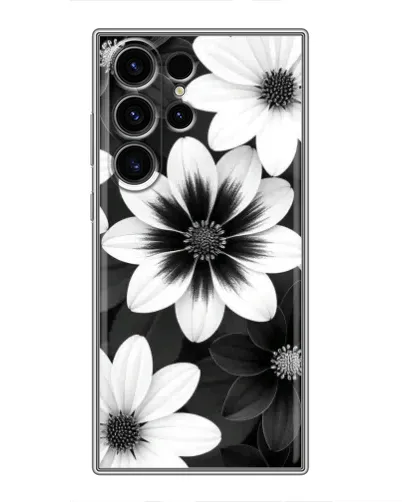 Чехол для Samsung Galaxy S23 Ultra с картинкой «Монохромные астры»