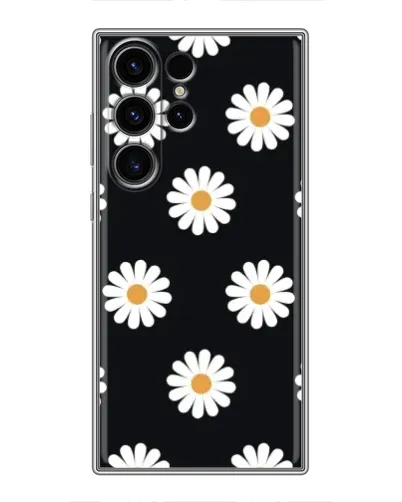 Чехол для Samsung Galaxy S23 Ultra с картинкой «Ромашки на черном»