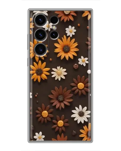 Чехол для Samsung Galaxy S23 Ultra с картинкой «Узор из маленьких подсолнухов»