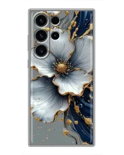 Чехол для Samsung Galaxy S23 Ultra с картинкой «Белый цветок и золотой флюид» Чехол для Samsung Galaxy S23 Ultra с картинкой «Белый цветок и золотой флюид»