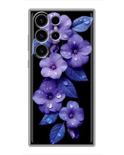 Чехол для Samsung Galaxy S23 Ultra с картинкой «Фиолетовые цветы с росою»