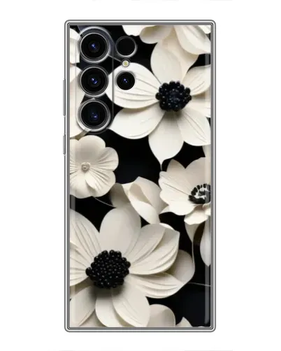 Чехол для Samsung Galaxy S23 Ultra с картинкой «Объемные белые цветы»