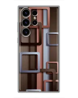 Чехол для Samsung Galaxy S23 Ultra с картинкой «Коричневые объемные квадраты» Чехол для Samsung Galaxy S23 Ultra с картинкой «Коричневые объемные квадраты»