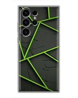 Чехол для Samsung Galaxy S23 Ultra с картинкой «Зеленые геометрические линии»