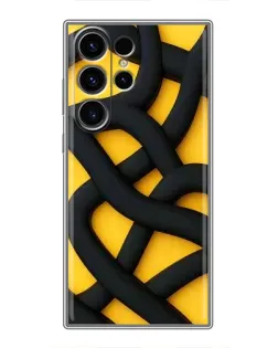 Чехол для Samsung Galaxy S23 Ultra с картинкой «Черное желтое переплетение»